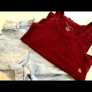 AE LOT NWT soft & sexy tank with next level stretch jean shorts